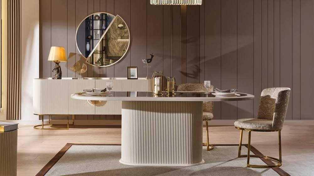 Gucci Ekru Yemek Odası Takımı