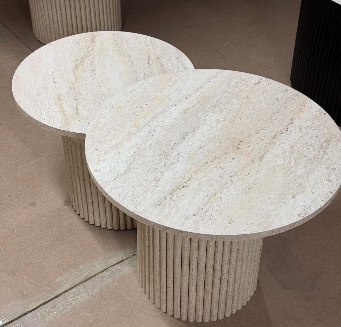Travertine Look MDF Table + 2 Coffee Table