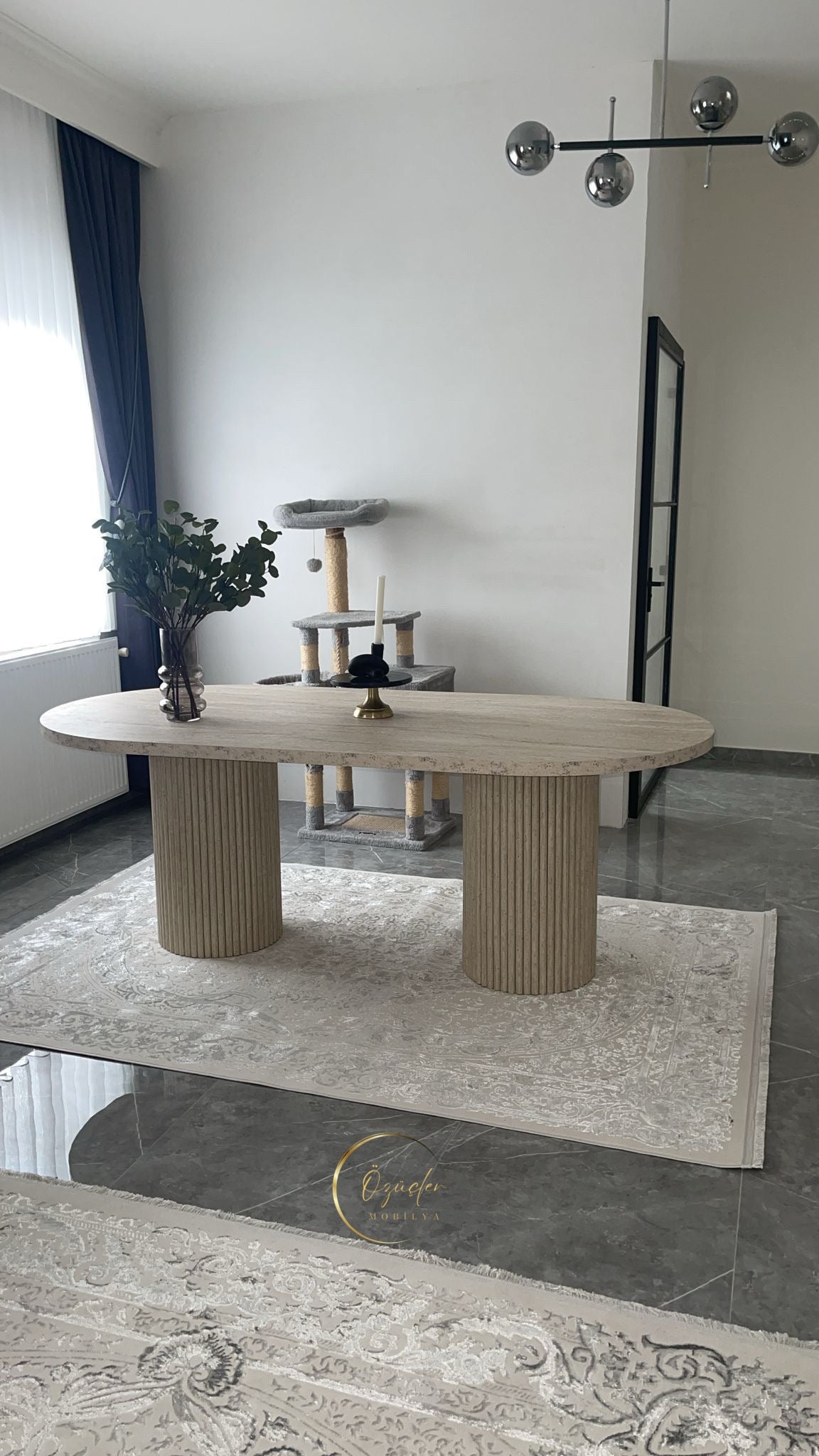 Traverten Görünüm MDF Masa