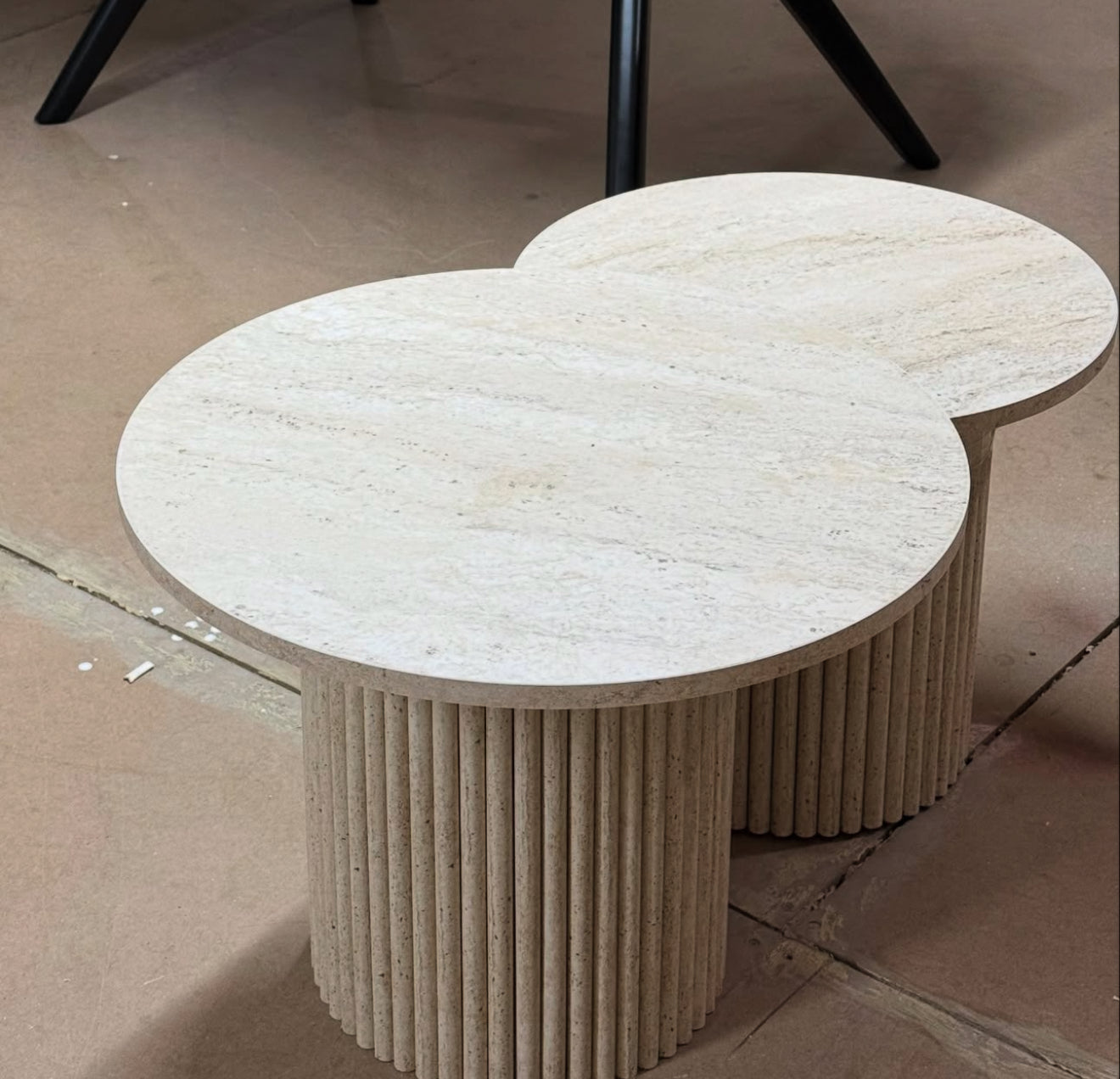 60 - 80 cm Travertine Look MDF Coffe Table ( 2 piece )